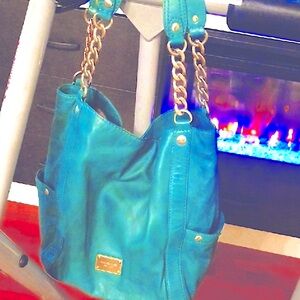 Teal Leather Shoulder Bag(offers r welcomed!)